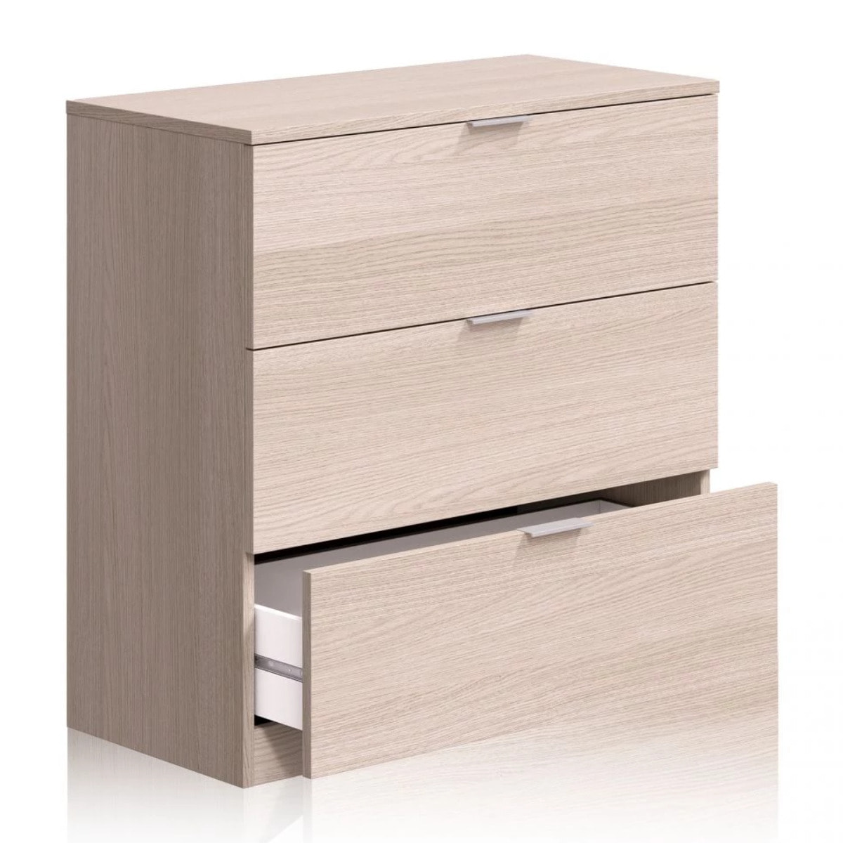 Cómoda de 3 cajones amplios y versátiles en roble 77x80 cm Andra Roble