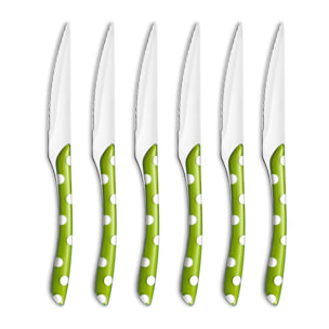 Solstice Lunares Verde Oliva - Set de 6 cuchillos para carne