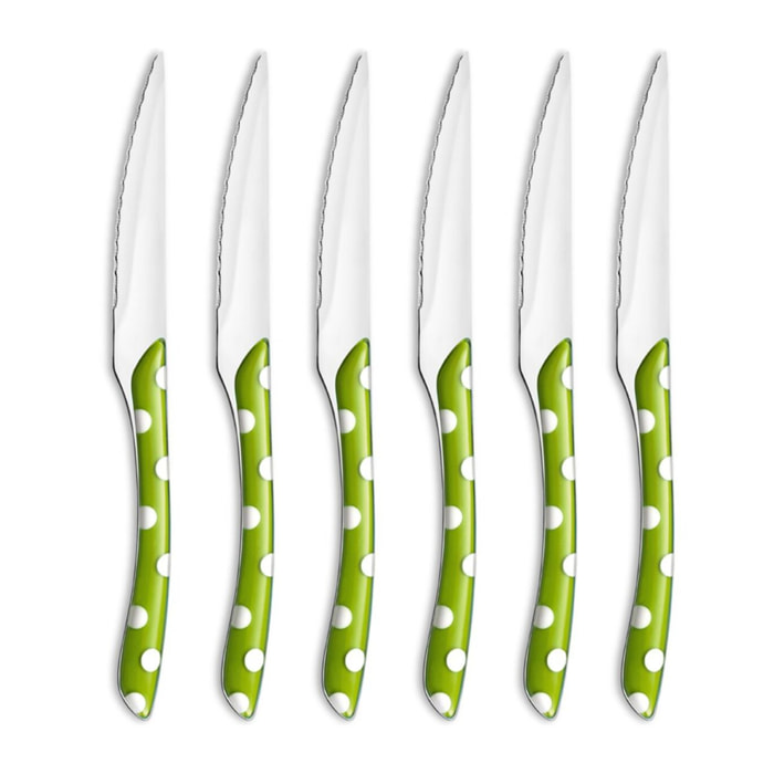 Solstice Lunares Verde Oliva - Set de 6 cuchillos para carne