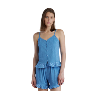 Pigiama donna in cotone top bretellina e pantalone corto articolo dot Noidinotte