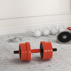 Kit de Mancuernas Ajustables 20kg 4 en 1 Juego de Pesas con Kettlebell Barra de Pesas para Entrenamiento de Fuerza en Hogar Gimnasio Oficina Rojo
