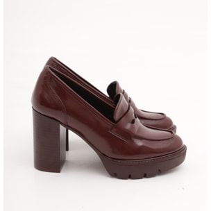 MOCASSINO TACCO E PLATEAU CHOCOLA' BORDEAUX