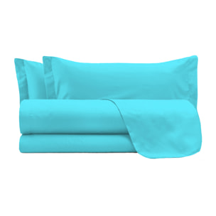 COMPLETO LETTO ELEGANT, 100% Microfibra, No Stiro - AZZURRO