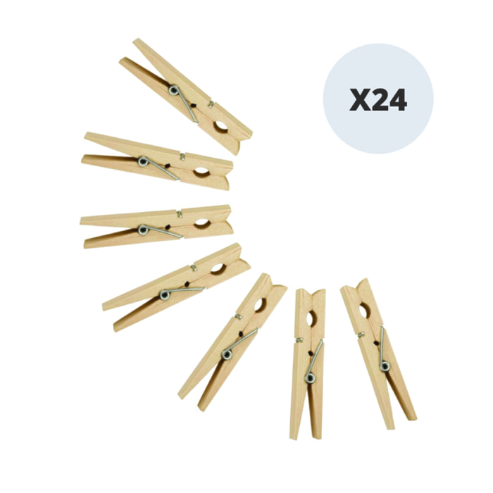Lot de 24 pinces à  linge Bois MSV