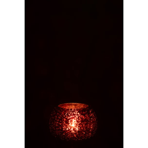 J-Line bougeoir Boule Craquelé - verre - rose - small