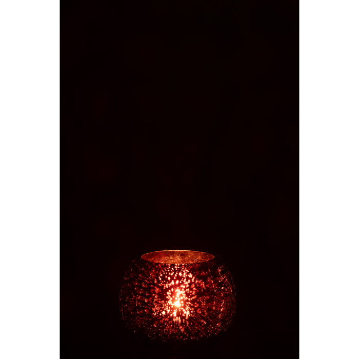 J-Line bougeoir Boule Craquelé - verre - rose - small