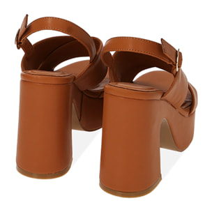 Sandalias de plataforma Cognac, tacón de 10,5 cm