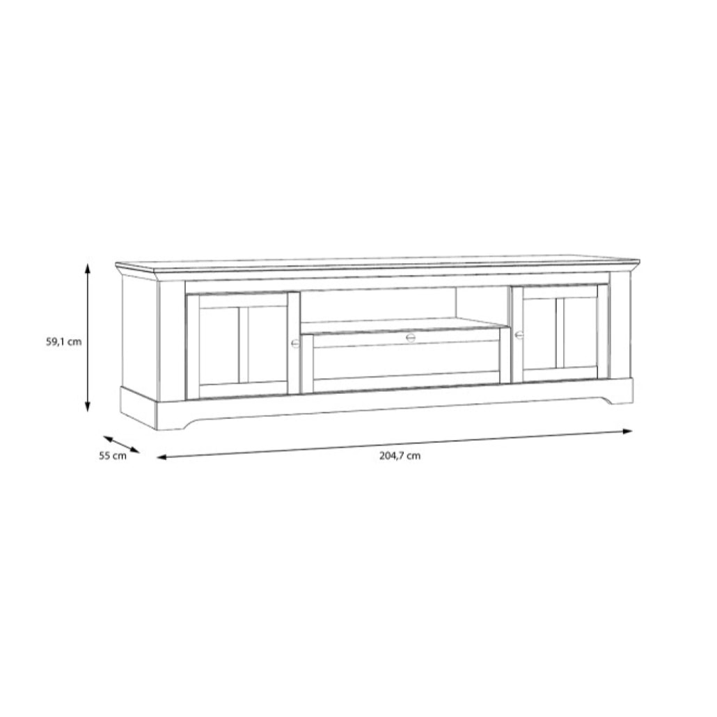 Meuble TV en bois effet chêne clair blanchi L204cm - ILONA