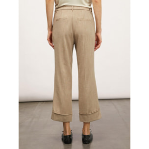 Motivi - Pantalón cropped con doblez - Beige