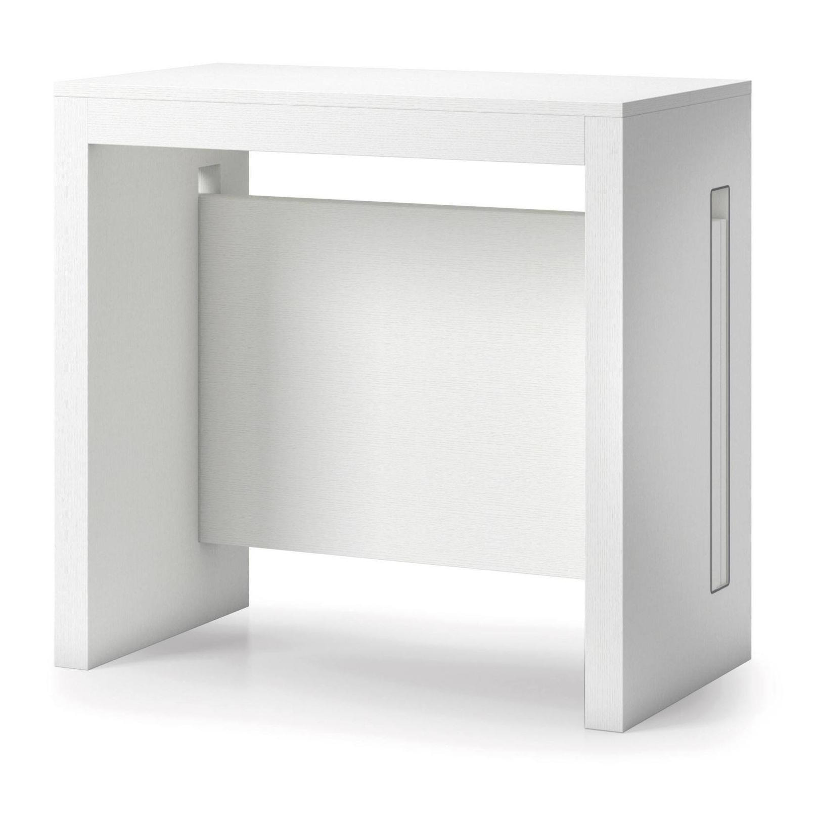 Tavolo allungabile Glicine, Tavolo da pranzo estensibile, Consolle multiuso con allunghe, 100% Made in Italy, Cm 186x80h76, Bianco