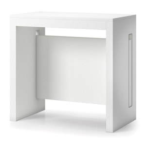 Tavolo allungabile Glicine, Tavolo da pranzo estensibile, Consolle multiuso con allunghe, 100% Made in Italy, Cm 186x80h76, Bianco