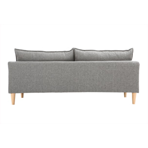 Canapé scandinave 3 places en tissu gris et bois clair KATE
