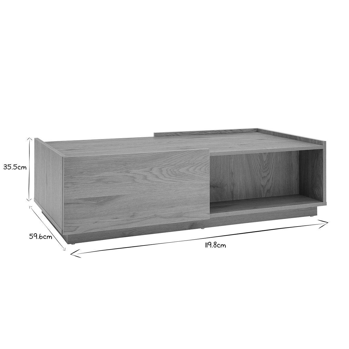 Table basse rectangulaire avec rangements 2 tiroirs finition bois clair chêne L120 cm MADERO