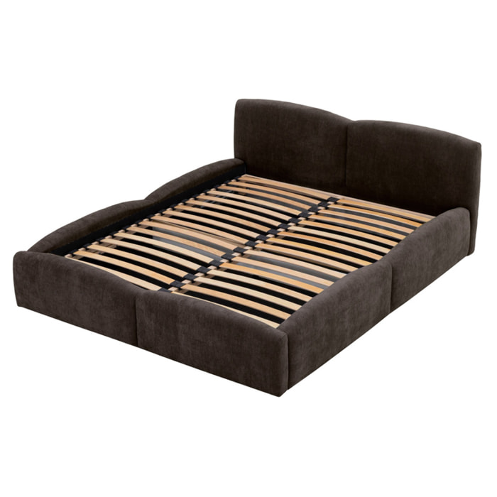 Carla - lit coffre - 160x200 cm - en velours texturé - sommier inclus - Marron