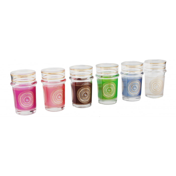 Tasses à thé dorées arabesques 6 couleurs - lot de 6