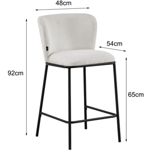 Lot de 2 tabourets de bar en velours côtelé, piètement noir - TOMA