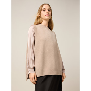 Oltre - Chaleco oversize de punto - Beige