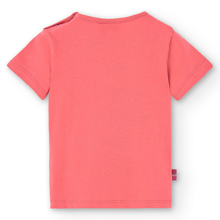 Camiseta en rosa con manga corta y dibujo frontal