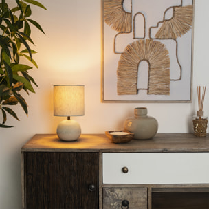 Lampe "Gaia" en coton H26,5cm blanc