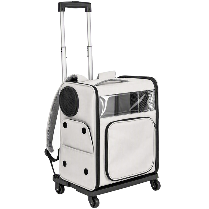 Sac de transport trolley télescopique amovible chien chat gris clair noir
