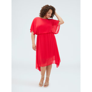Fiorella Rubino - Vestido de georgette con dobladillo asimétrico - Rojo
