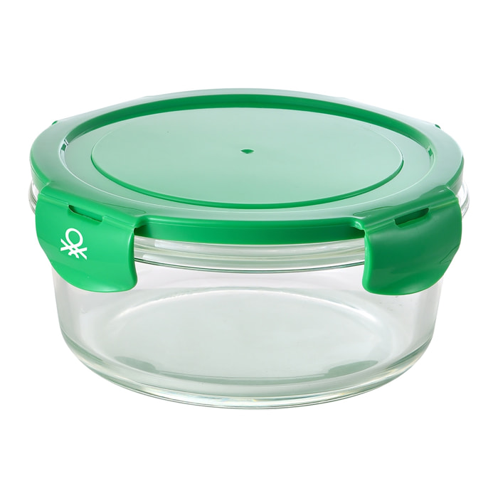 Hermético redondo 840ml borosilicato tapa verde rainbow benetton