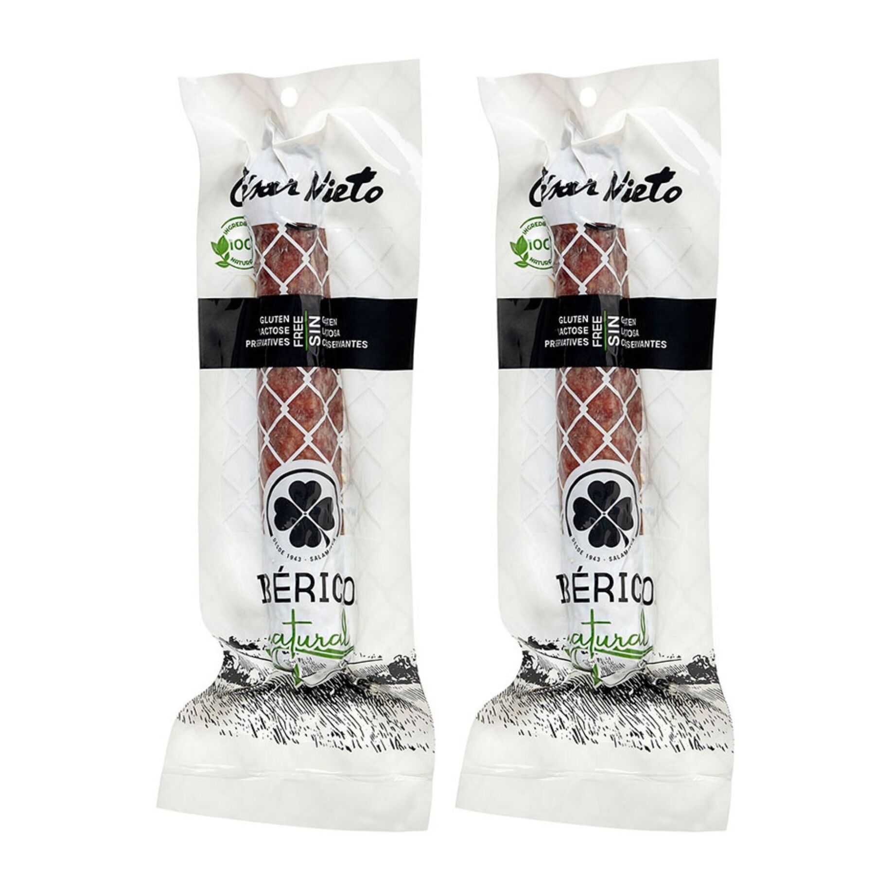 2 x Salchichón Vela Bellota Ibérica 100% Naturel - 2x200g - Espagne - César Nieto