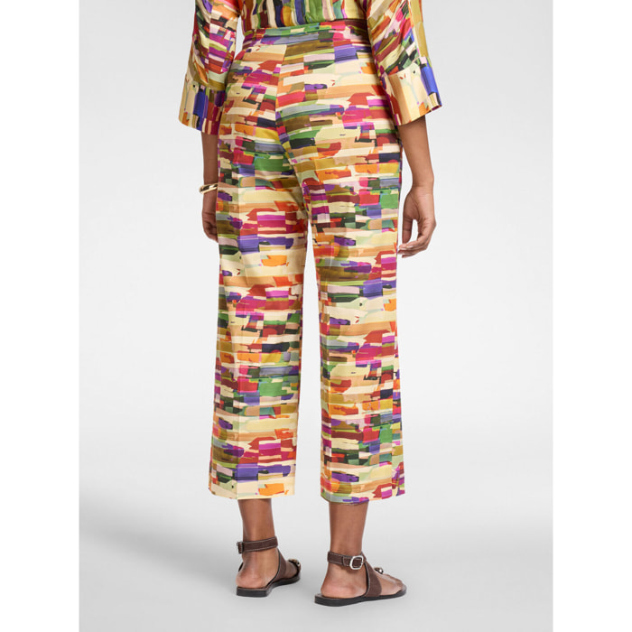 Elena Mirò - Pantalones cropped estampados - Beige