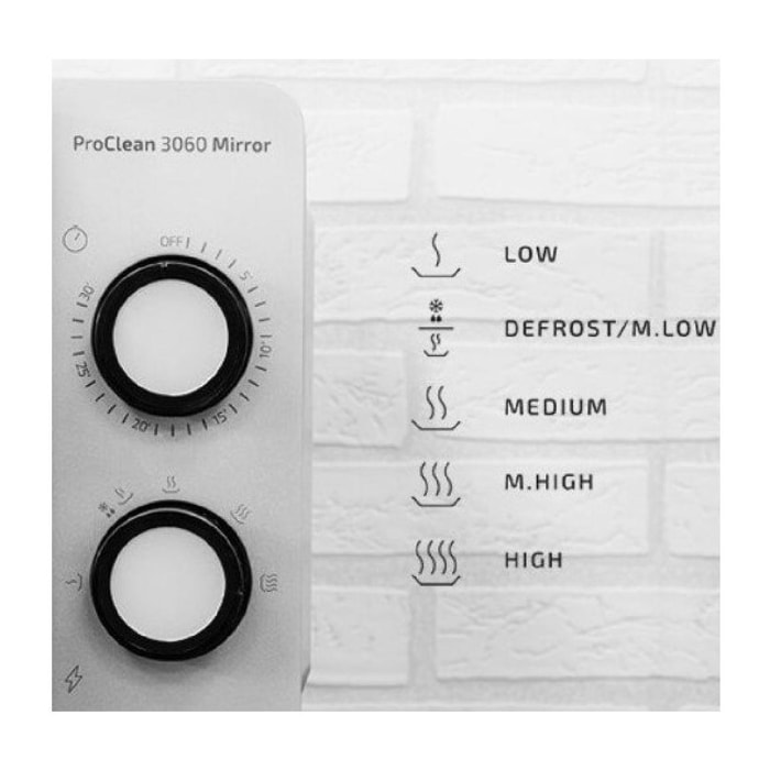 ProClean 3060 Mirror - Microondas con revestimiento Ready2Clean para una mejor l
