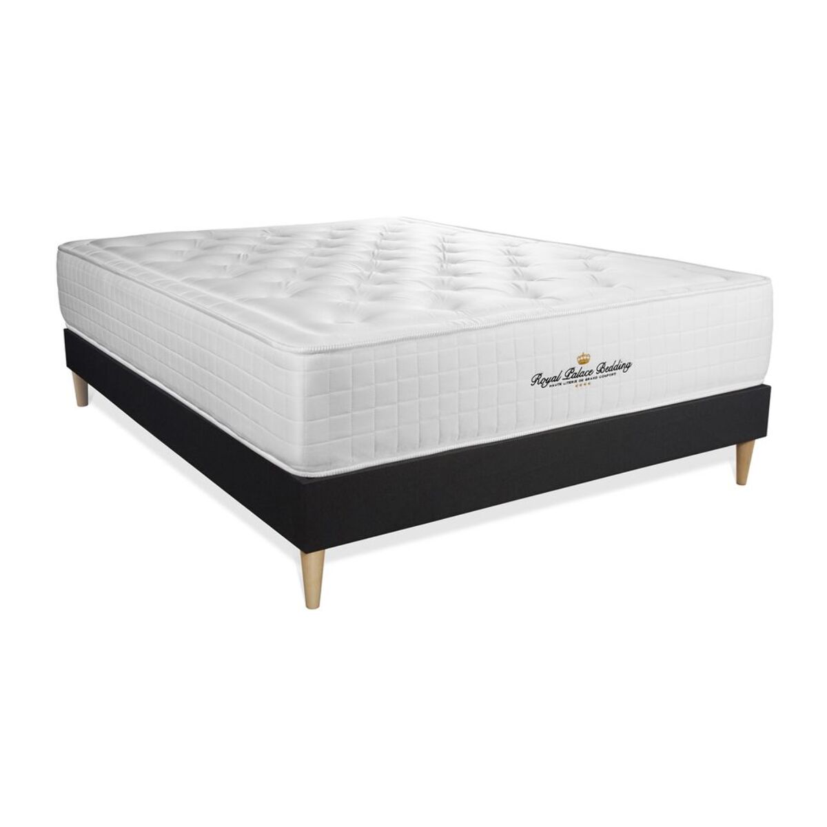 Ensemble matelas à mémoire de forme maxi épaisseur Buckingham + Sommier Tapissier multi-lattes cm d'épaisseur - Matelas à Mémoire de forme de 30cm d'épaisseur - 2 places