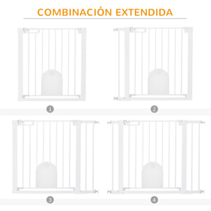 Barrera de Seguridad Perros 75-103cm con 2 Extensiones Cierre Automático Blanco