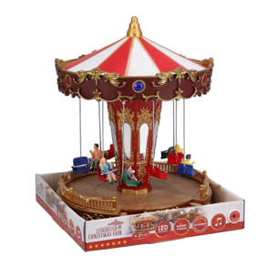 Carrusel navideño musical con luces led y movimiento 21,5x21,5x27cm