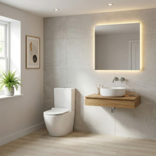PixL WC à poser sans bride + abattant SoftClose + réservoir de chasse, alimentation par le bas, blanc brillant (CEPX030RREXVPBI)