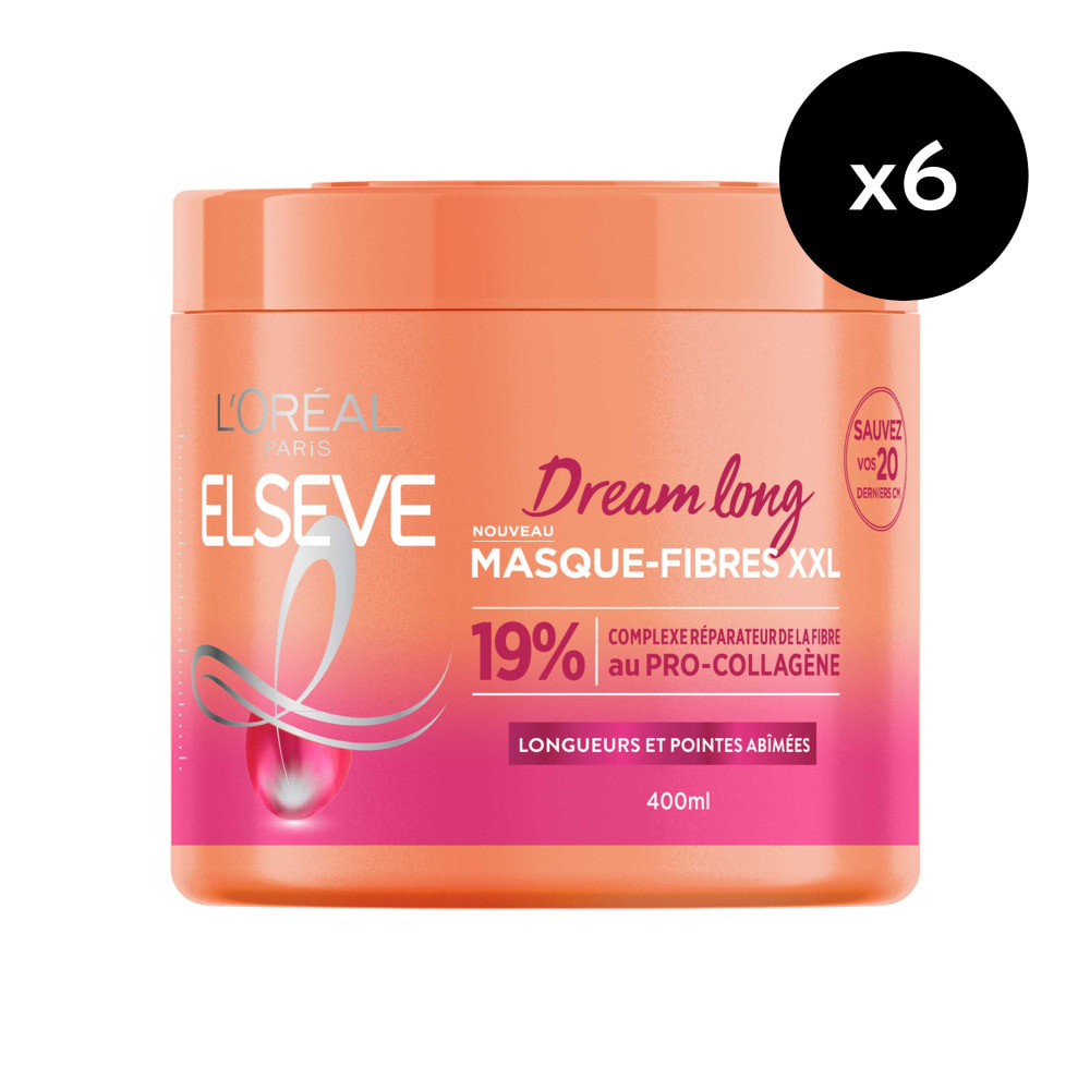 Lot de 6 - L'Oréal Paris Elseve Dream Long Masque-Fibres XXL 400ml