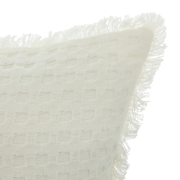 Coussin nid d'abeille "Widdy" 30x50cm blanc ivoire