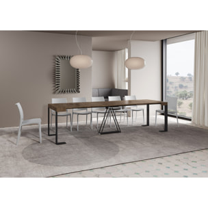 Console extensible 90x40/300cm Zamat noyer cadre anthracite
