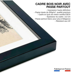 Affiche dessin ""arbre et sérénité"" Affiche sous cadre noir