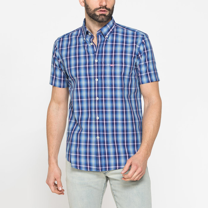 CAMICIA A MANICA CORTA IN COTONE CON FANTASIA