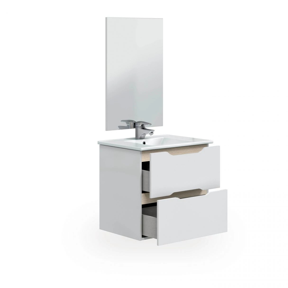 Mueble de baño Nexa con espejo Blanco - Roble