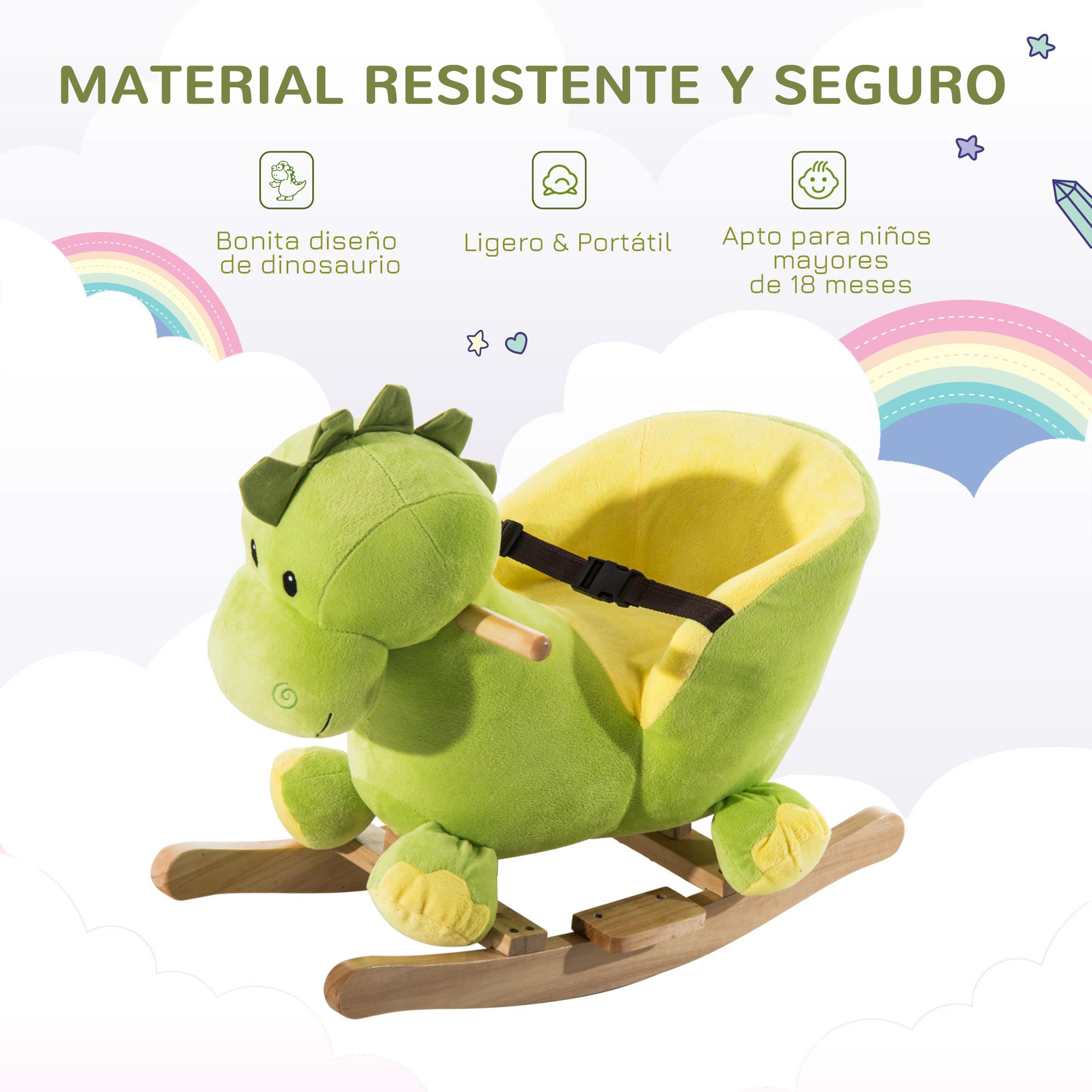 Caballo Balancín Dinosaurio de Peluche para Niños Verde