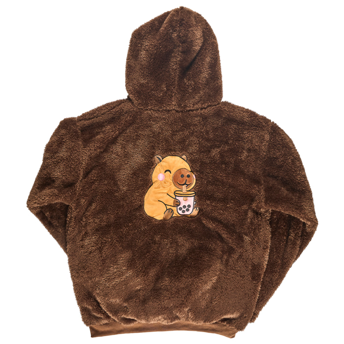 Sweat Plaid - THE CONCEPT FACTORY - Capuche - Sherpa - Marron