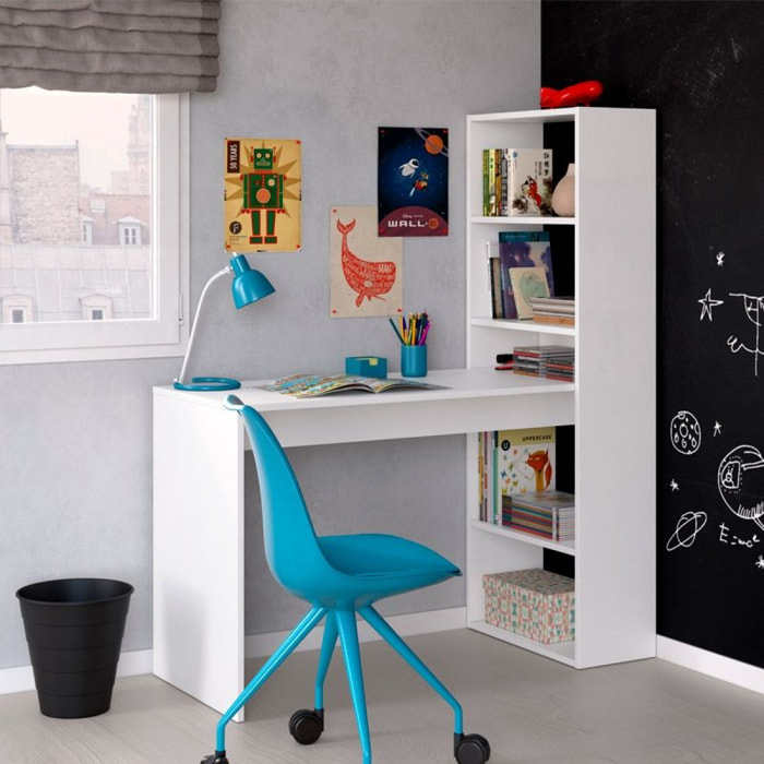 Mesa de escritorio con estantería en blanco artik 120x50 cm Duplo Blanco Artik (Blanco Mate)