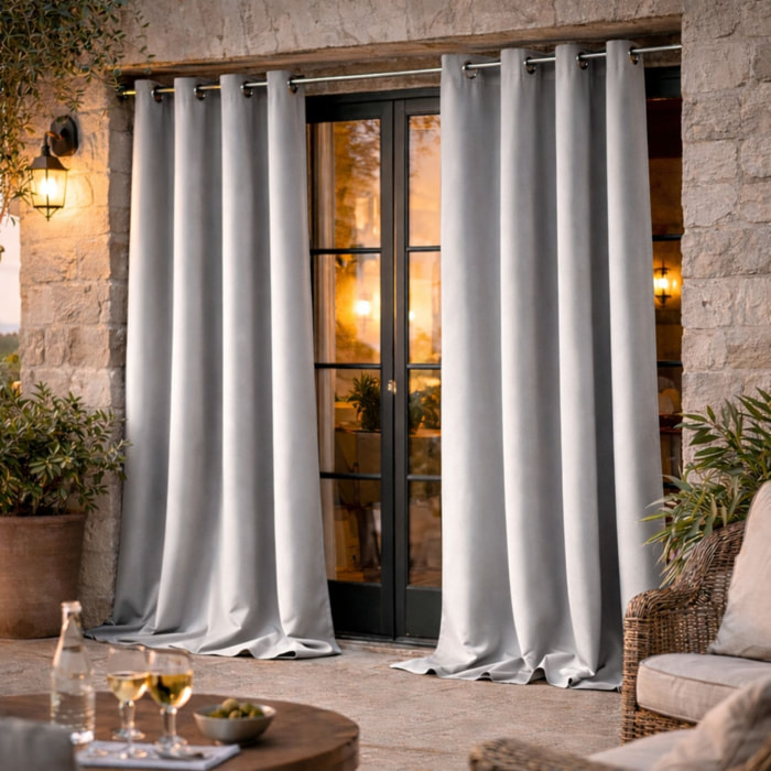 Rideau d'extérieur en tissu déperlant - Argent