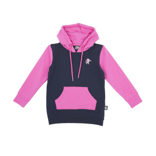 Felpa da bambina maxi con cappuccio, bicolor Basic