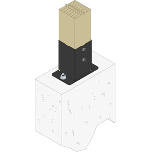 Pied de poteau pour muret et bord de dalle - 70x70 mm - Finition noire - SIMPSON - PPJBM70PB