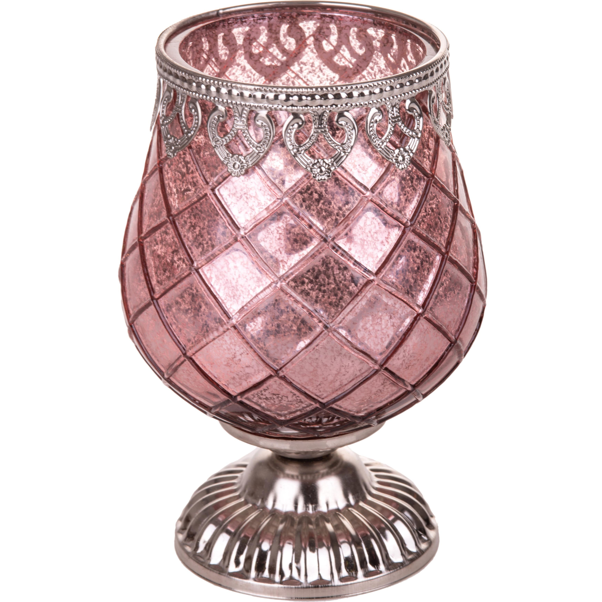 Porta tealight D.13 H20 - Pezzi 2 - Colore Rosa - 13x20Hx13cm - Bianchi Dino