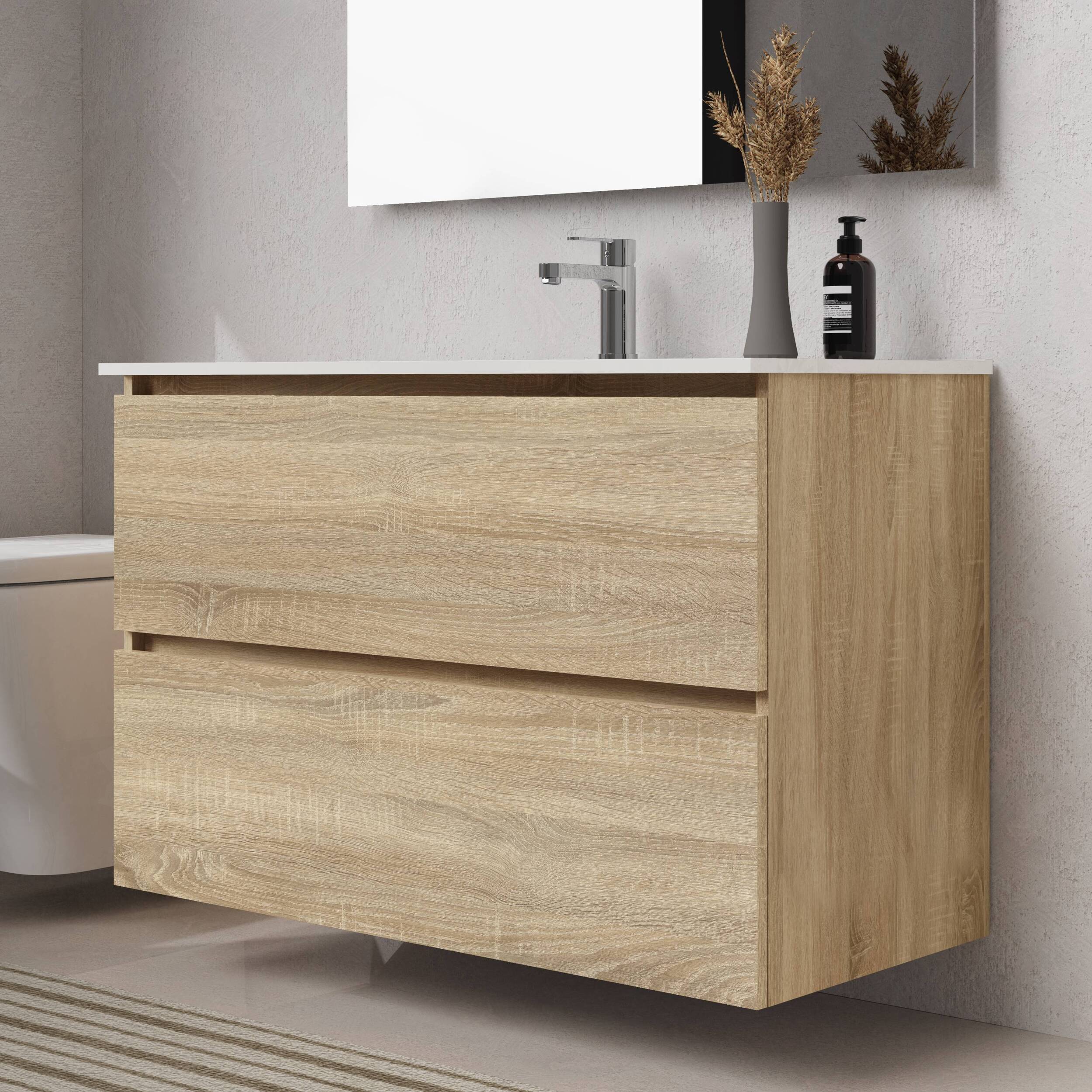 Conjunto mueble de baño SEA Alday, 100cm, Natural