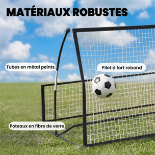 Filet de rebond football double face avec sac métal noir