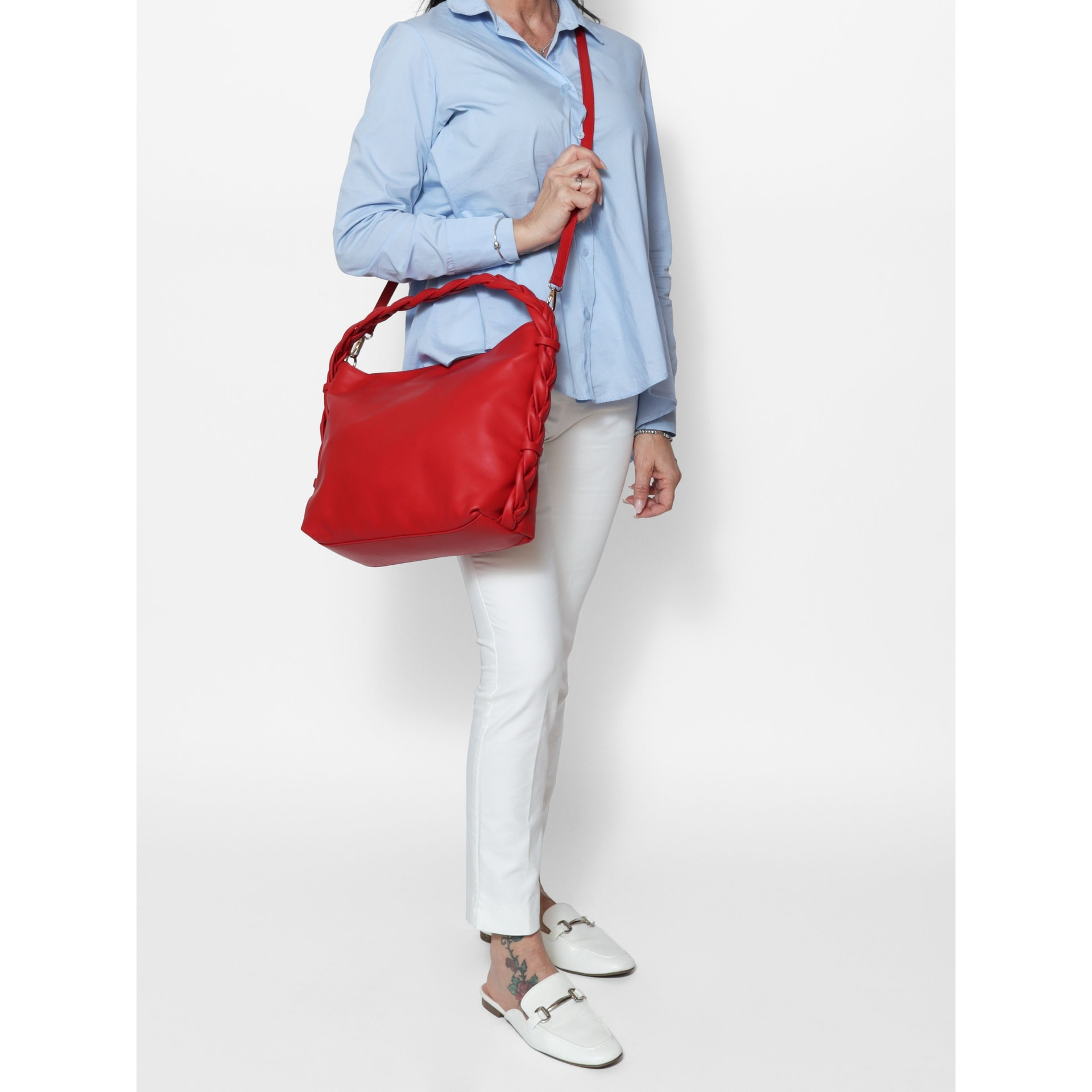 Borsa a spalla da donna - Modello Umbria - Vera pelle - 31.0 x 26.0 x 12.0 cm