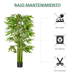 Árbol de Bambú Artificial 160 cm Planta Artificial con 975 Hojas y Maceta Planta Artificial Decorativa para Interior y Exterior Hogar Salón Oficina Verde